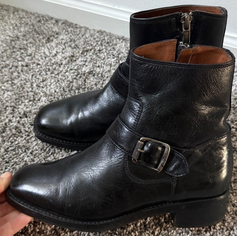 Frye Hannah engineer black leather boot women's size 6.5